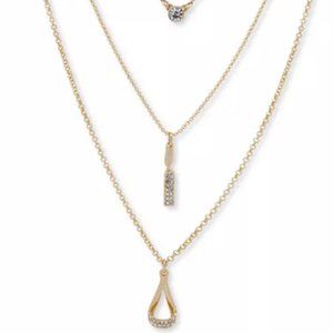 DKNY 3 Row Pendant Necklace NWT